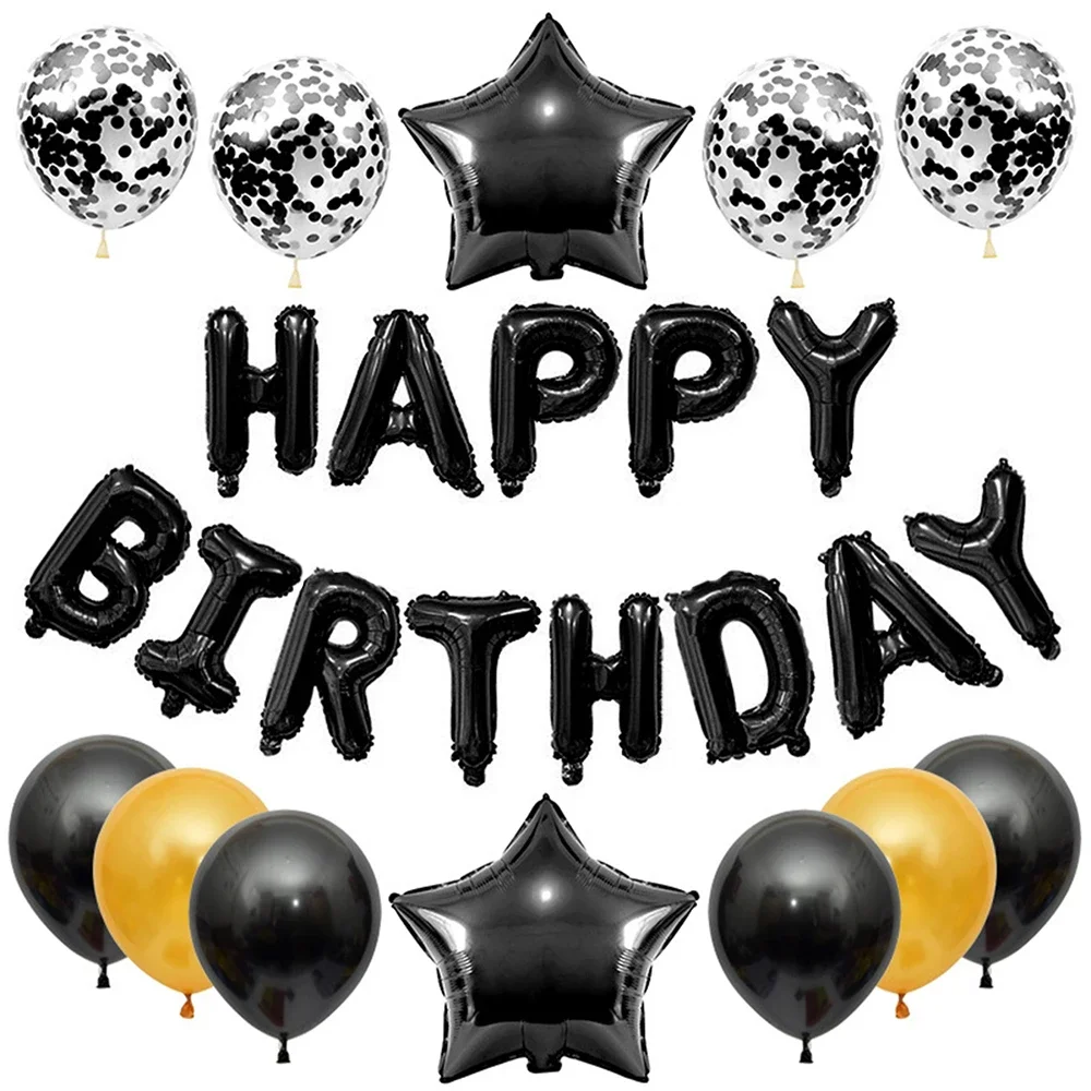 

Набор воздушных шаров BALONAQ 25 шт., серебряный, синий, черный, розовый золото