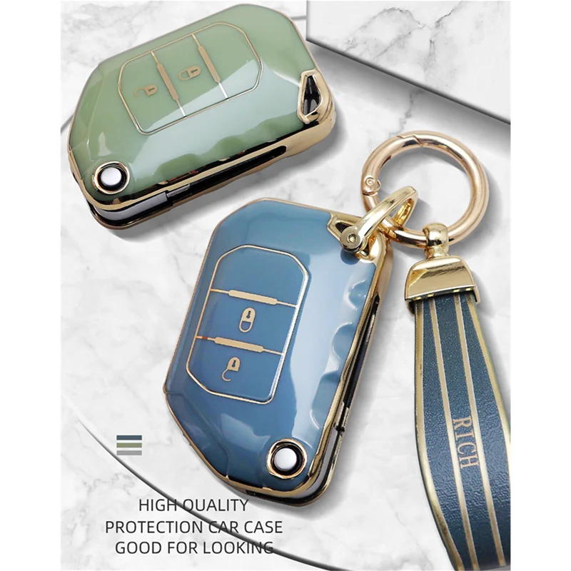 

Luxurious Golden Edge Remote Key Case Cover Protective Shell For Jeep Gladiator JT Wrangler JL 18-21 Keychain Car Accessories