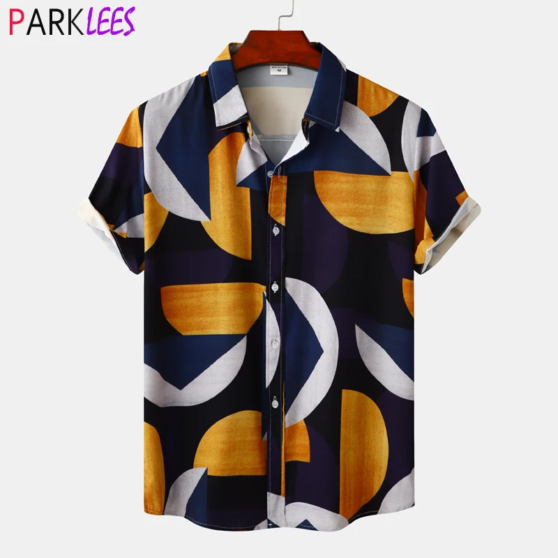 

Vintage Hawaiian Beach Shirt Men 2023 Summer New Short Sleeve Beach Wear Shirt Casual Button Down Aloha Party Shirt Chemise 3XL
