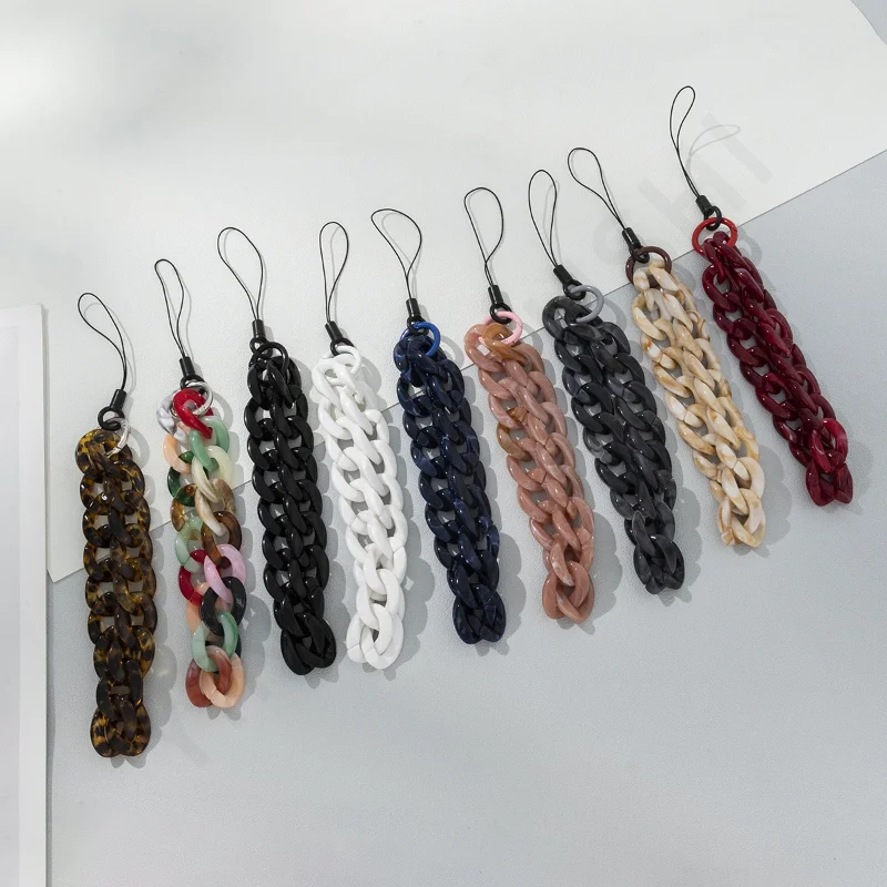 

Fashion Trendy Colorful Women Acrylic Mobile Phone Chain For DIY Anti-Lost Spring Ring Telephone Strap Lanyard Jewelry Accessory