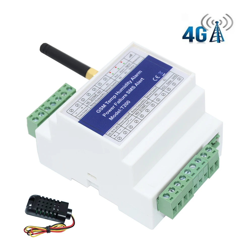 DIN-рейка GSM 4G SMS монитор температуры и влажности с оповещением о сбое питания