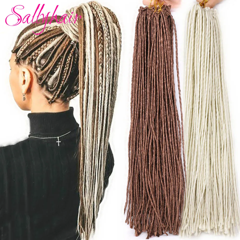 Sallyhair Synthetic Dreadlocks 12 Strands 20inch 100g/pack Blonde White Pink Dreads Braiding Hair Extensions Crochet Braids Hair