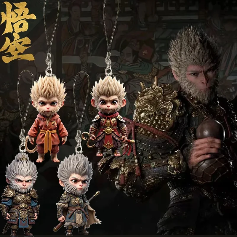 Черный миф брелок для ключей Wukong мобильный кулон периферийные кольца с аниме