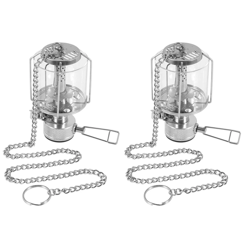 

2X Mini Camping Lantern Gas Light Portable Tent Glass Lamp Butane 80LUX Light BL