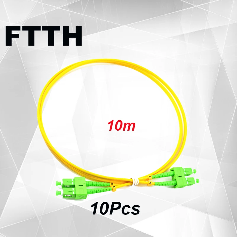 

FASO 10 Pcs 10 Meters SC/APC-SC/APC SM OS2 Duplex 3.0mm Fiber Optic Patch Cable LSZH Fiber Optic Patch cords Jumper Cable