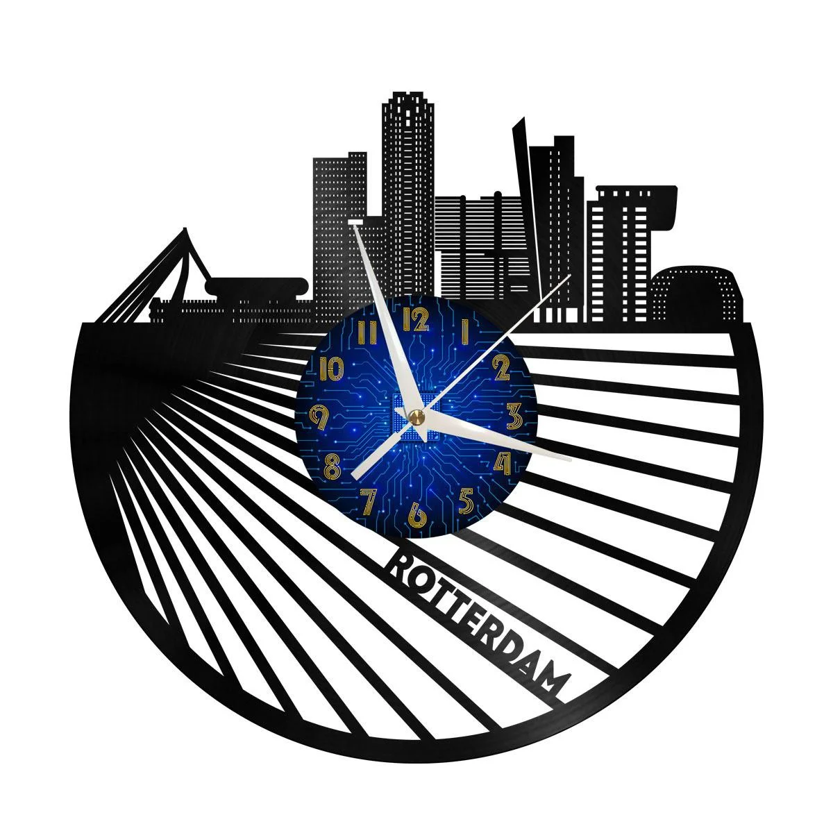 

Виниловые Настенные часы с изображением города Роттердам, настенные часы с виниловой пластиной, бесшумные и не тикающие
