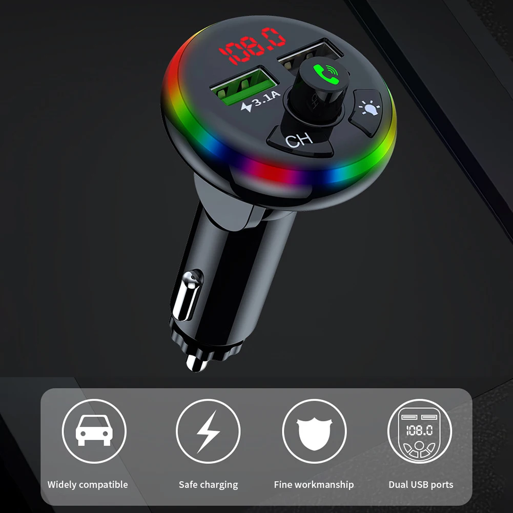 Car FM Transmitter MP3 Audio 2 USB Charger Adapter Handsfree Wireless BT 5.0 Car Electronics Accessories FM Transmitters