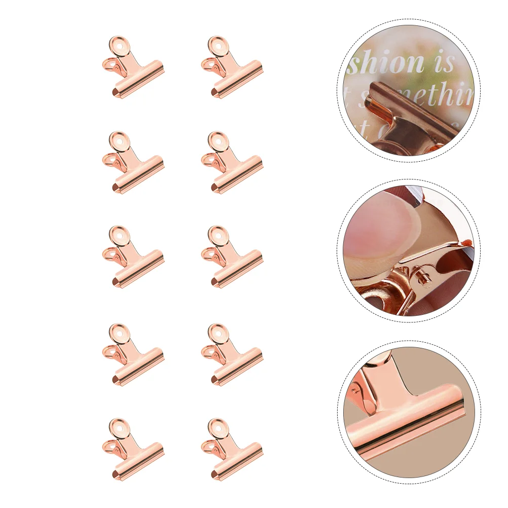 

10 Pcs Curve Shaping Clip Gold File Holder Multifunctional Clips Ticket Paper Binder Stainless Steel Metal Office