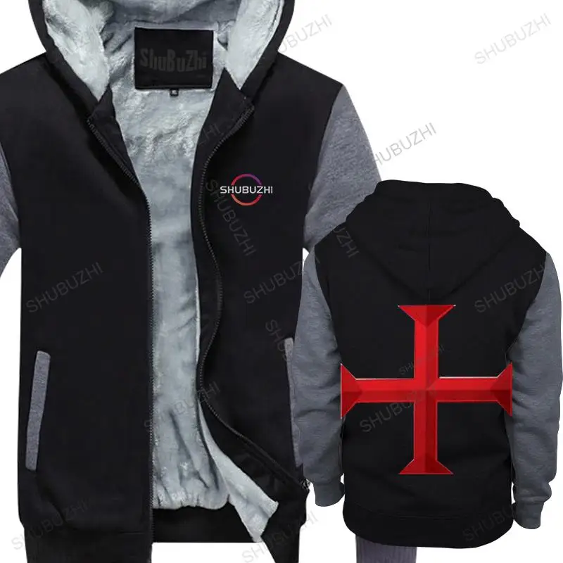 

men winter warm hoodie streetwear jacket Christian Knight Templar Cross Red Orde Logo Cotton mens shubuzhi hoody Oversized