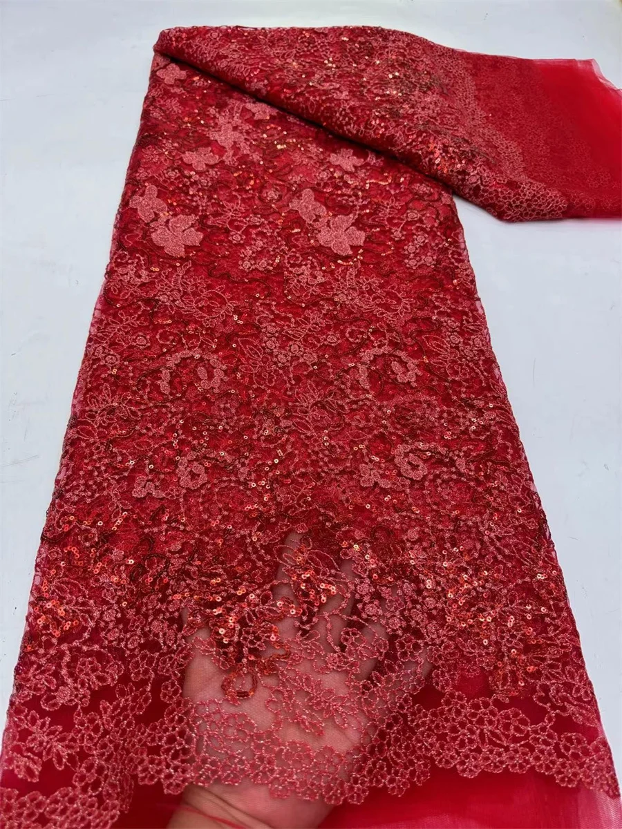 Роскошная африканская кружевная ткань с блестками и бисером 2024 нигерийская