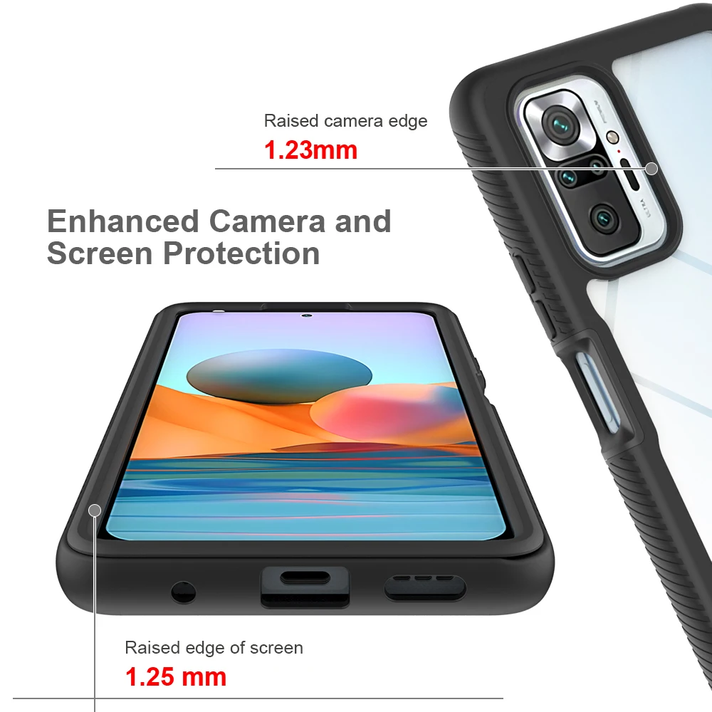 2 in1 Hybrid Rugged Armor Shockproof Case For Xiaomi Redmi Note 10 Pro 11S 10S 11 Pro TPU Frame Transparent Acrylic Back Cover
