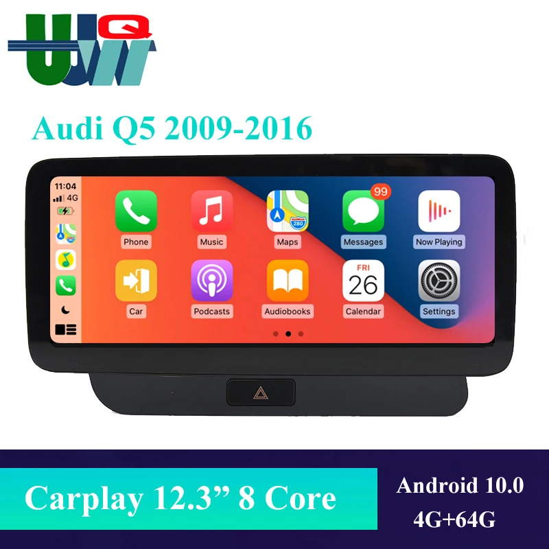 

UJQW 12.3" Audi Q5 Car Multimedia Player GPS Navi for Audi Q5 (2009-2016) BT Google Carplay USB 4G+64G 1920*720 IPS Touch Screen