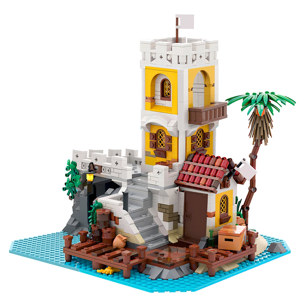 

MOC Imperial Outpost Remake Pirates Island Architecture Building Blocks Eldorado Fortress Empire Soldier House Castle Model Toy