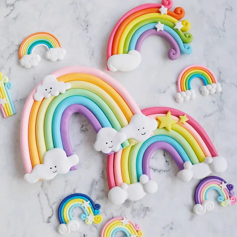 Топпер Для Торта С Радужным Единорогом Детского Дня Рождения Украшения Мягкая