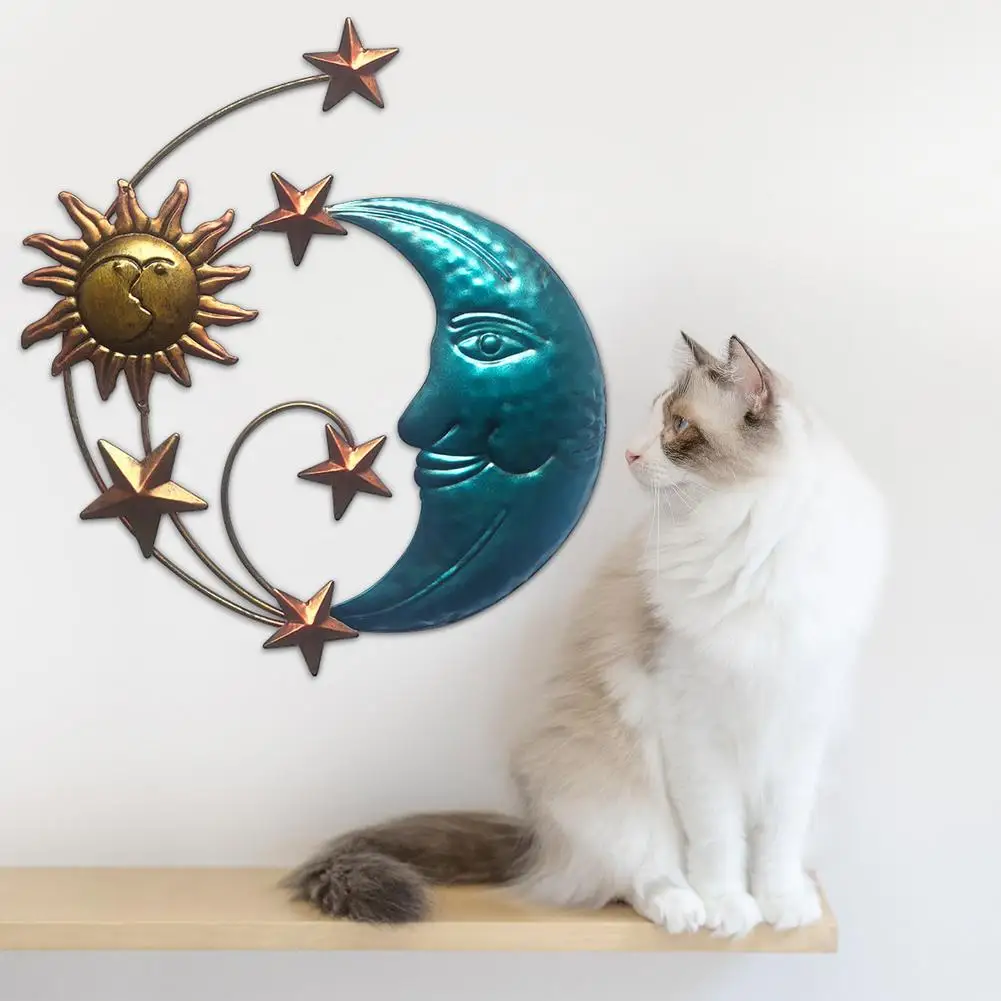 

Металлический Настенный Декор Sun Moon, уличная подвесная художественная стеклянная религиозная тематическая скульптура, украшение для дома ...