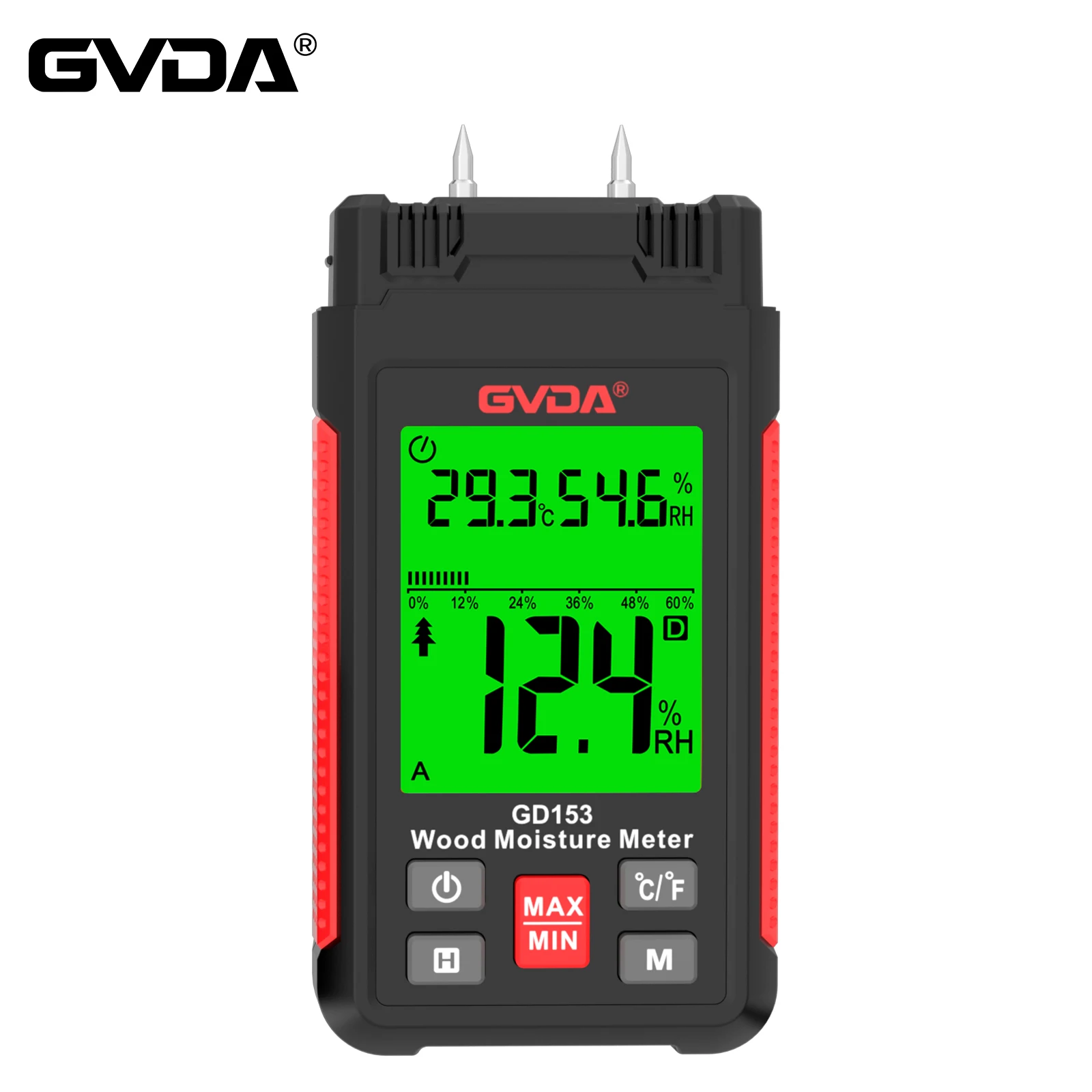 

GVDA Digital Wood Moisture Meter Wood Humidity Tester Hygrometer Timber Damp Detector Cement Brick Moisture Meter LCD Display