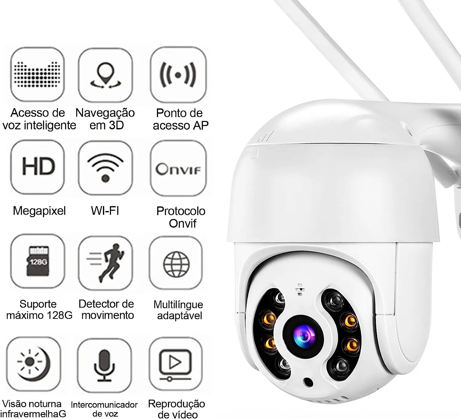 

2023 new 3MP Câmera de Segurança Wifi Camera sem fio externa 360 Dome Rastreamento Humano Prova D'água Infravermelho visã