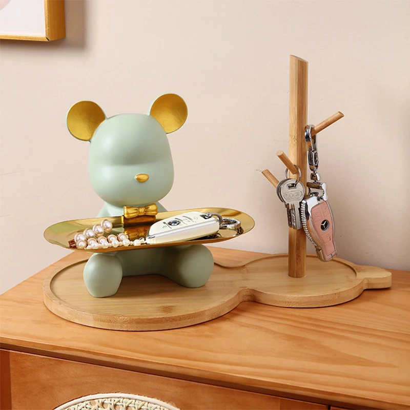 

Bearbricklys Tray Sculpture Be@rbrick Figurines Porch Key Snacks Candy Storage Container Resin Desktop Ornament Home Decor Gifts