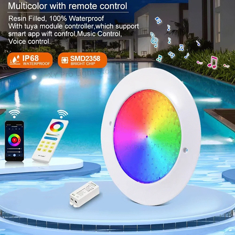 Фото RGB светодиодный светильник для бассейна 35 Вт подводный настенный светильник без открытия 40 Вт IP68 наружное ландшафтное освещение приложение дистанционное управление №1
