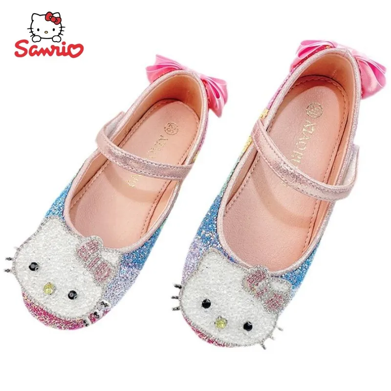 

Hello Kitty New Anime Peripheral Kawaii Cute Cartoon Children Doudou Shoes Crystal Shoes Creative Leather Shoes Gift Wholesale