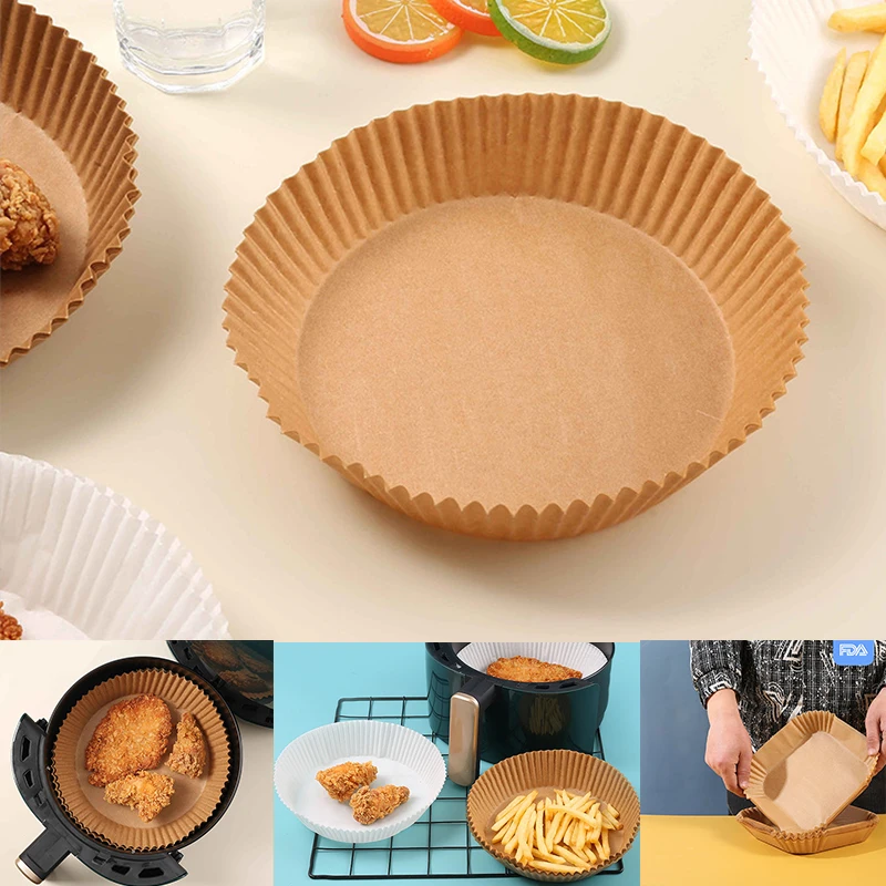 

50 pcs Airfryer Disposable Paper For Air Fryer Cheesecake Air Fryer Accessories Parchment Wood Pulp Steamer Baking Paper