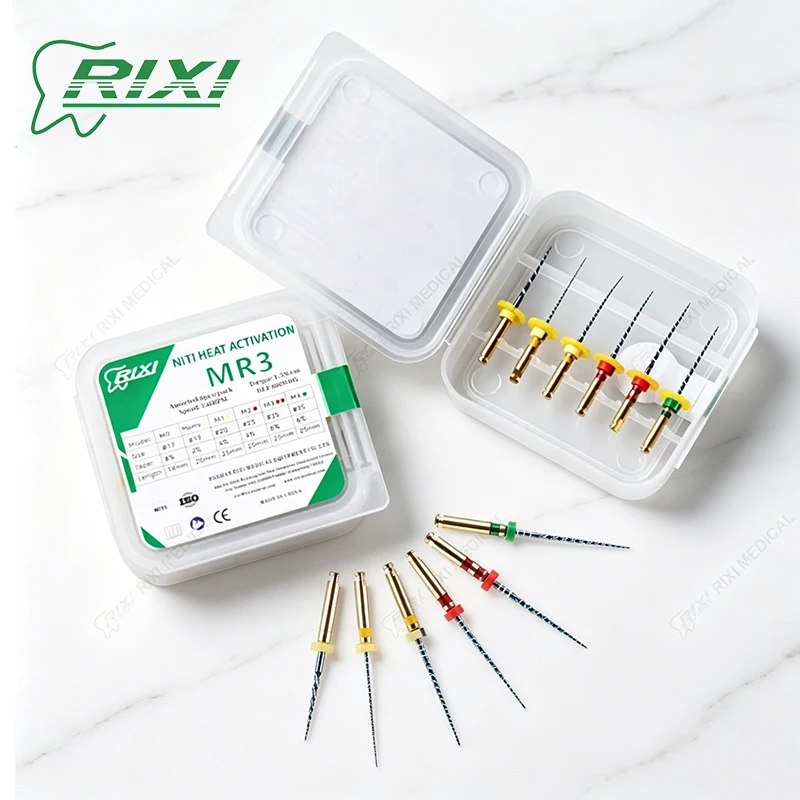 Фото Стоматологические роторные файлы RIXI Dental MR3-Blue для корневых каналов, термоактивируемые NiTi-файлы, 10 коробок, ассорти, для использования с мотором, эндодонтические файлы для стоматологии №2