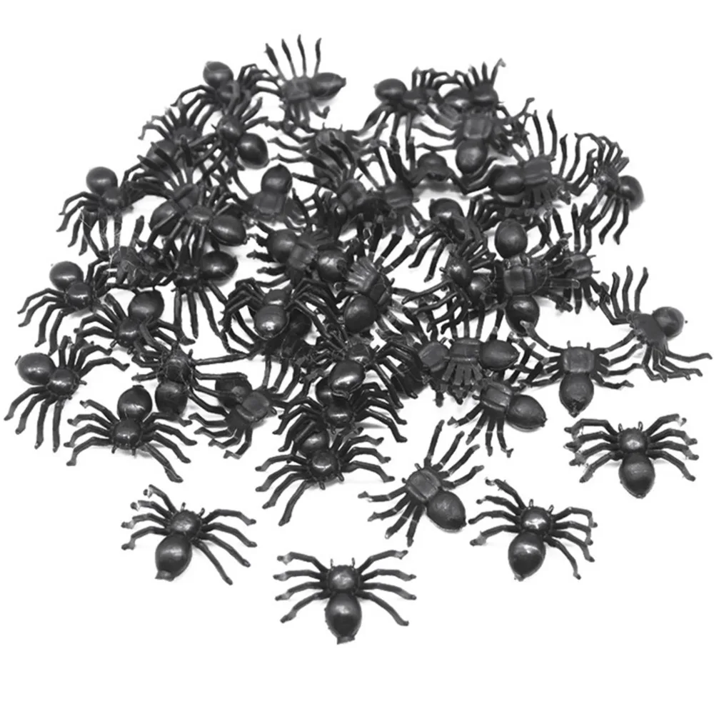 

50 шт. маленькие черные пластиковые поддельные игрушки-пауки, веселая розыгрыш, розыгрыши на Хэллоуин, игрушки для розыгрышей