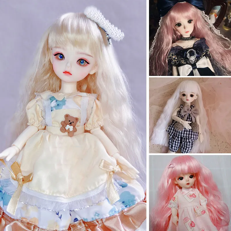 

1/3 1/4 1/6 1/8 1/12 BJD sd doll wig male and female dolls high temperature fiber heat resistant wire curl bangs doll hair wig