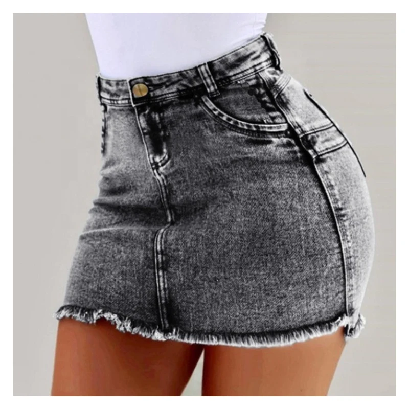Sexy Women Denim Skirt Solid Color Skinny Short Skirt Summer Fashion New Washed Denim Slim Sexy Package Denim Mini Women Skirt