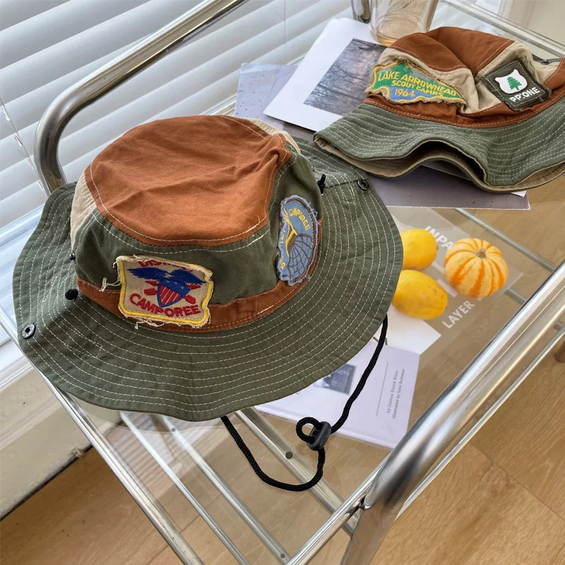

Fashion Retro Camouflage Bucket Hats Jungle Camo Fisherman Hat with Wide Brim Sun Fishing Bucket Hat Camping Caps Cotton Caps