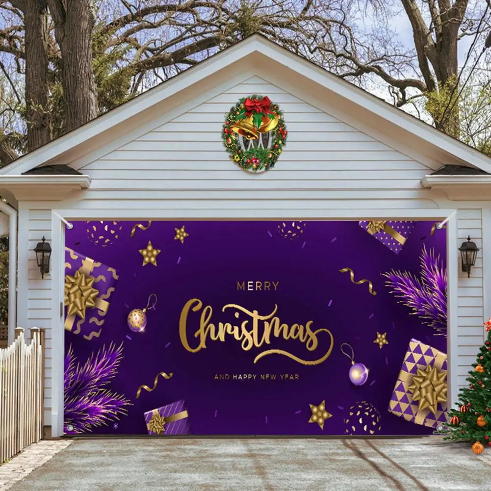 

Weather Resistant Garage Door Cover Vibrant Christmas Style Tapestry Festive Ambience for Garage Door Party Decoration Weather