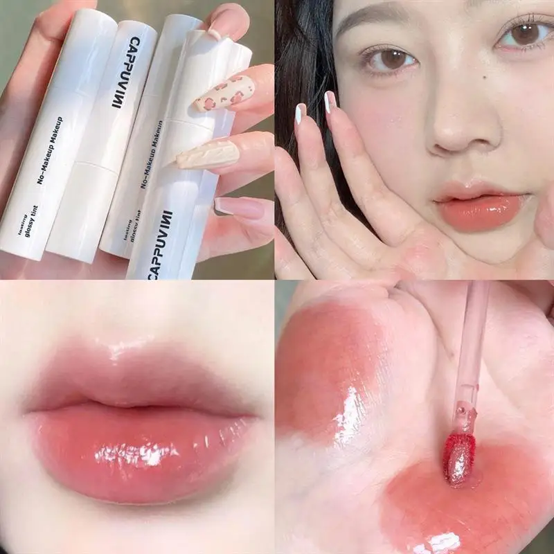 

Cappuvini Pudding Small White Tube Water-Light Mirror Lip Glaze Does Not Fade And The Cup Lasting Moisturizing Lip Makeup