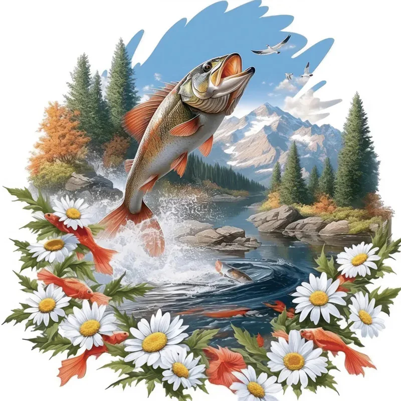 

Наклейки на туалет ПВХ Jumping Bass Fish