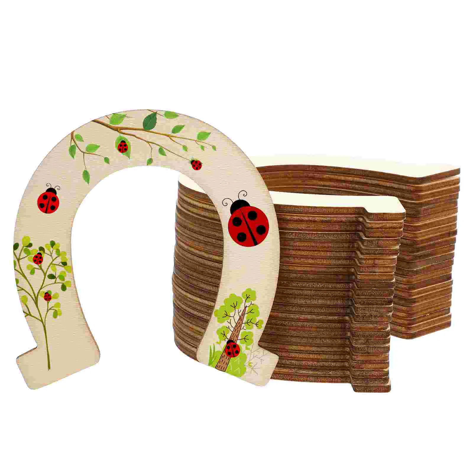 

24pcs Horseshoe Shaped Wood Clips DIY Wooden Cutouts Wood Chips DIY Decoration Supplies Wooden Slice
