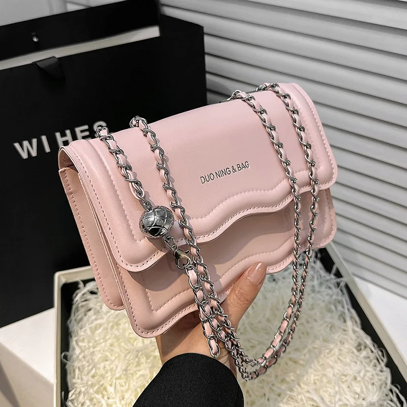 

Korean Shoulder Cross Bag 2023 Leather Sling Square Bags for Women Ladies Crossbody Fashion Chain Luxury Designer Korean Handbag