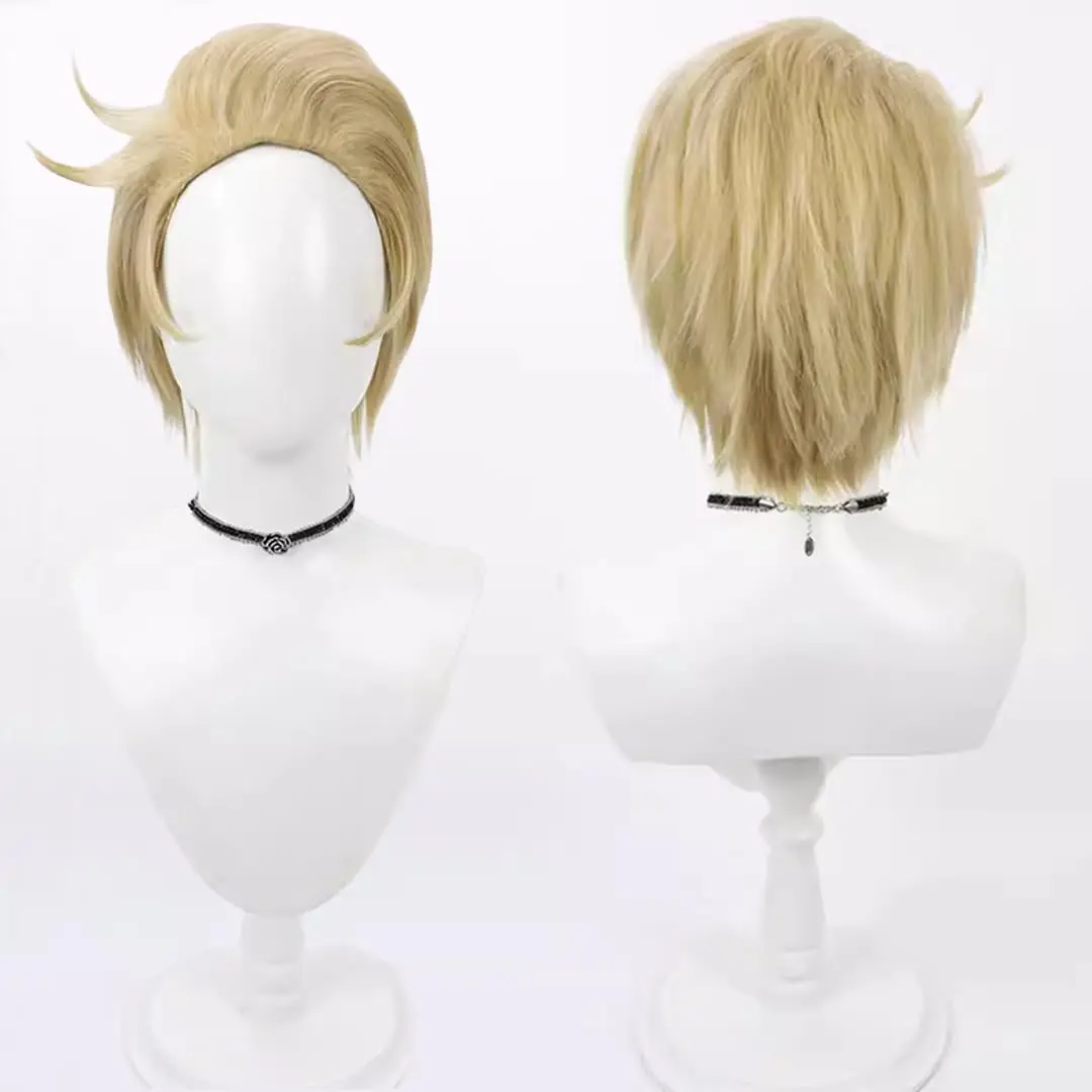 Фото Люцифер Морнингстар WIG Аниме Косплей Парик для вечеринки Золотой короткий парик №1