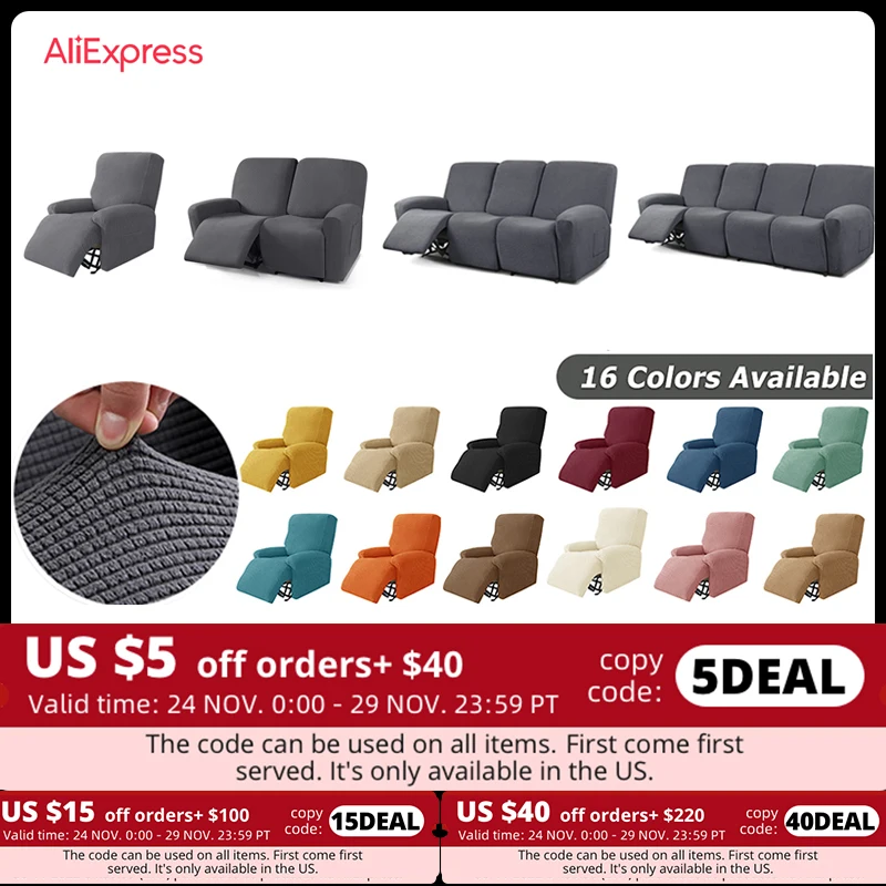 1/2/3/4 Seater Knitted Recliner Sofa Covers Lazy Boy Relax Armchair Cover Elastic Sofa Protector Lounge Home Pets Anti-Scratch