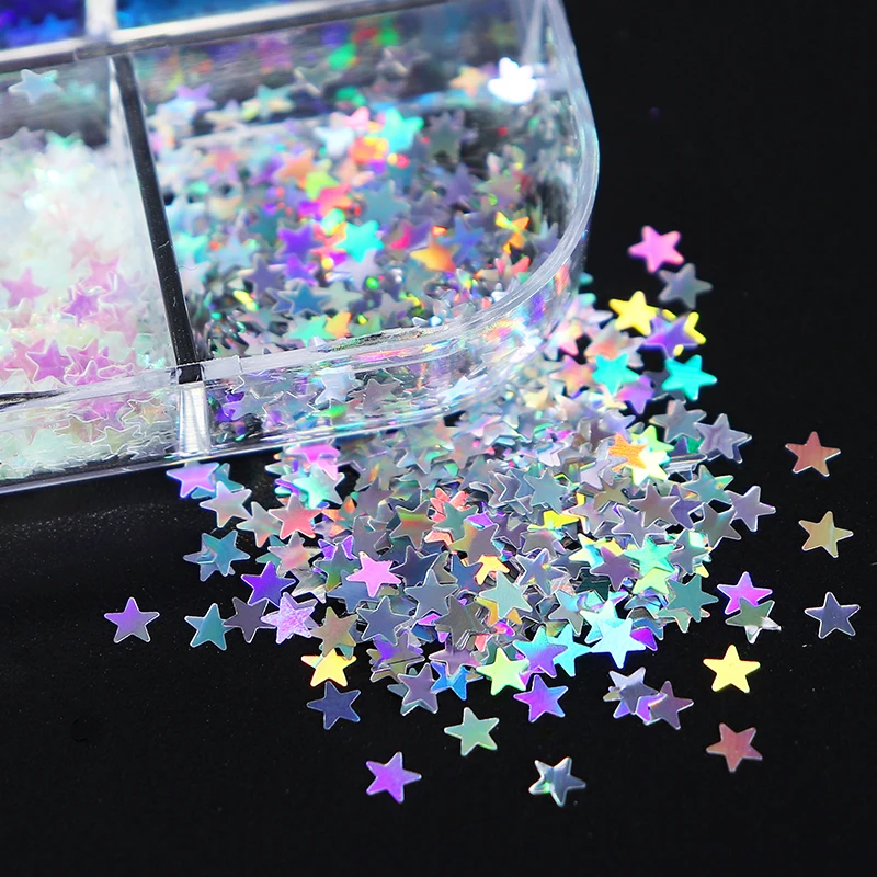 12 Grids Holographic Star UV Resin Sequins Glitter Epoxy Resin Decoration For Jewelry Making DIY Slime Slices Shaker Mold Filler images - 6