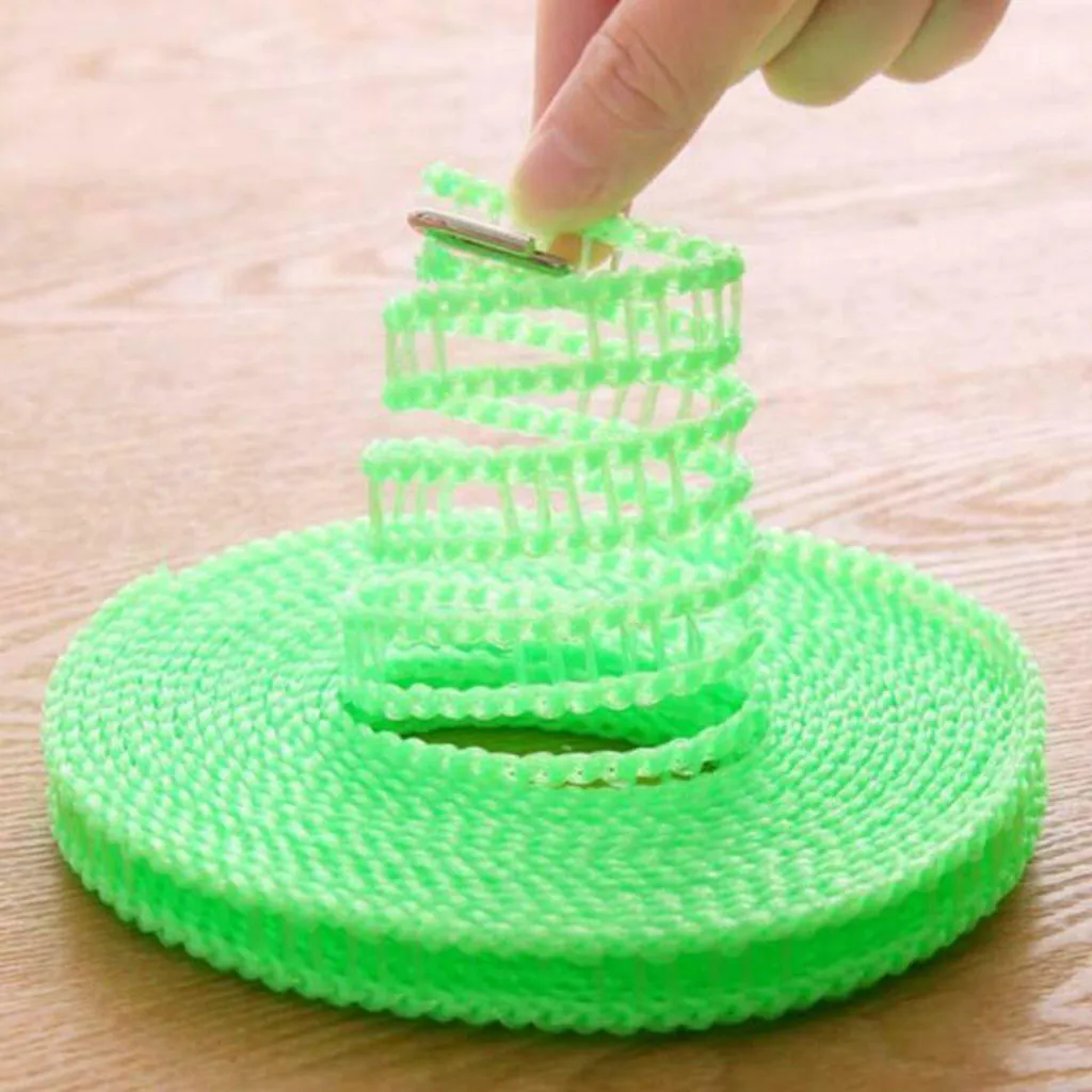 Прочная нейлоновая веревка для белья 5 метров нескользящая сушки одежды