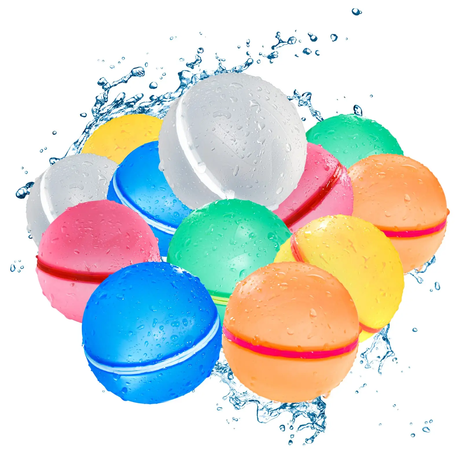 

Water Balloons Reusable Splash Ball, Latex-free Water Bomb Pool Toys, No Tying Easy Quick Fill, Magnetic Self-sealing Water Ball