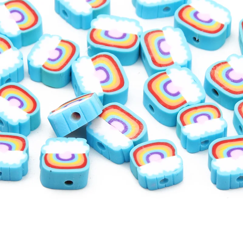 

20-100pcs Blue Rainbow Clouds Polymer Clay Beads Handmade Clay Spacer Beads For Jewelry Making Bracelet Necklace DIY Accessories