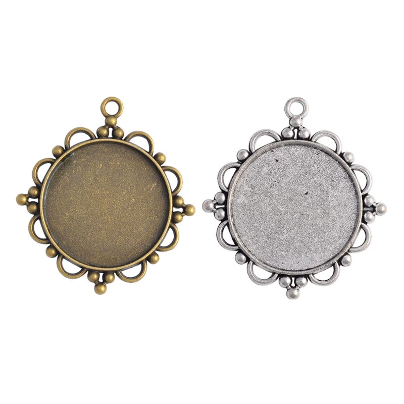 

5pcs 30mm Inner Size Antique Bronze And Silver Plated Classic Style Cabochon Base Setting Charms Pendant
