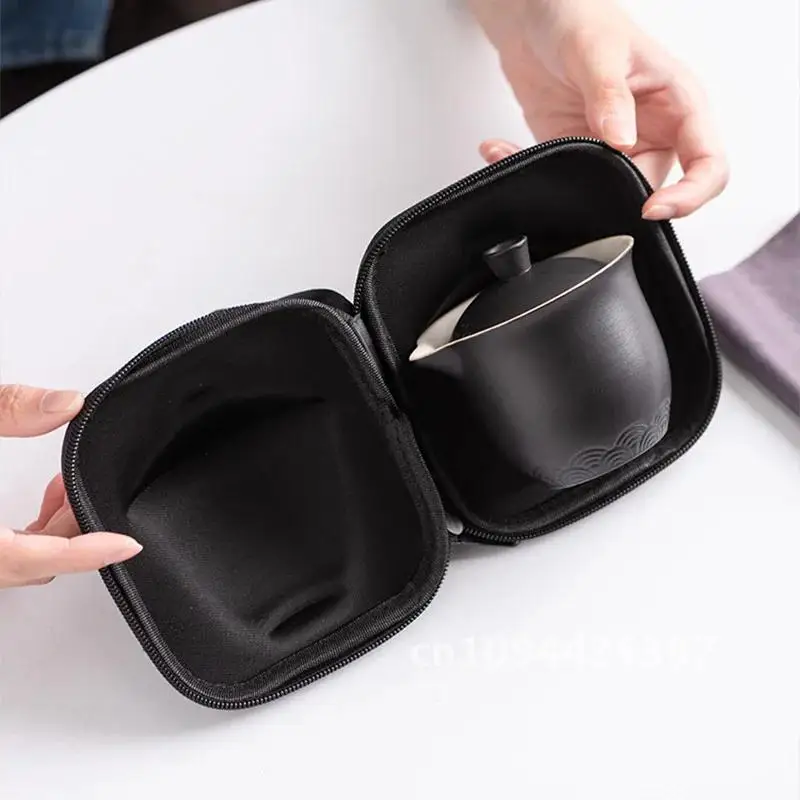 Дорожный чайный сервиз с тремя горшками портативная миска крышкой небольшой