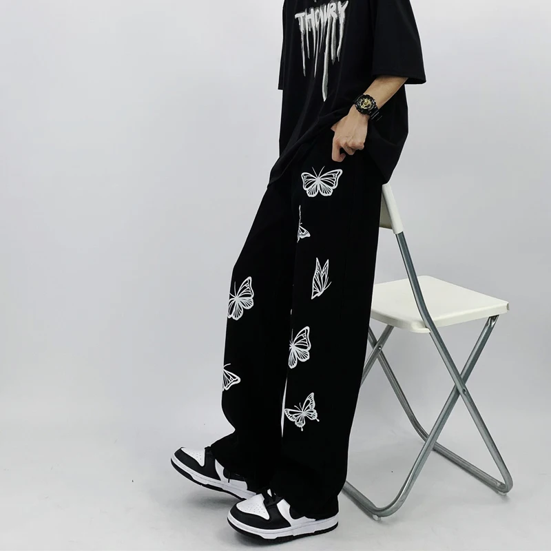 Women's Printed Fashion Butterfly Y2K Clothes Vintage Baggy Jeans Denim Pants Men's Trousers Streetwear Wide Leg Pants For Men