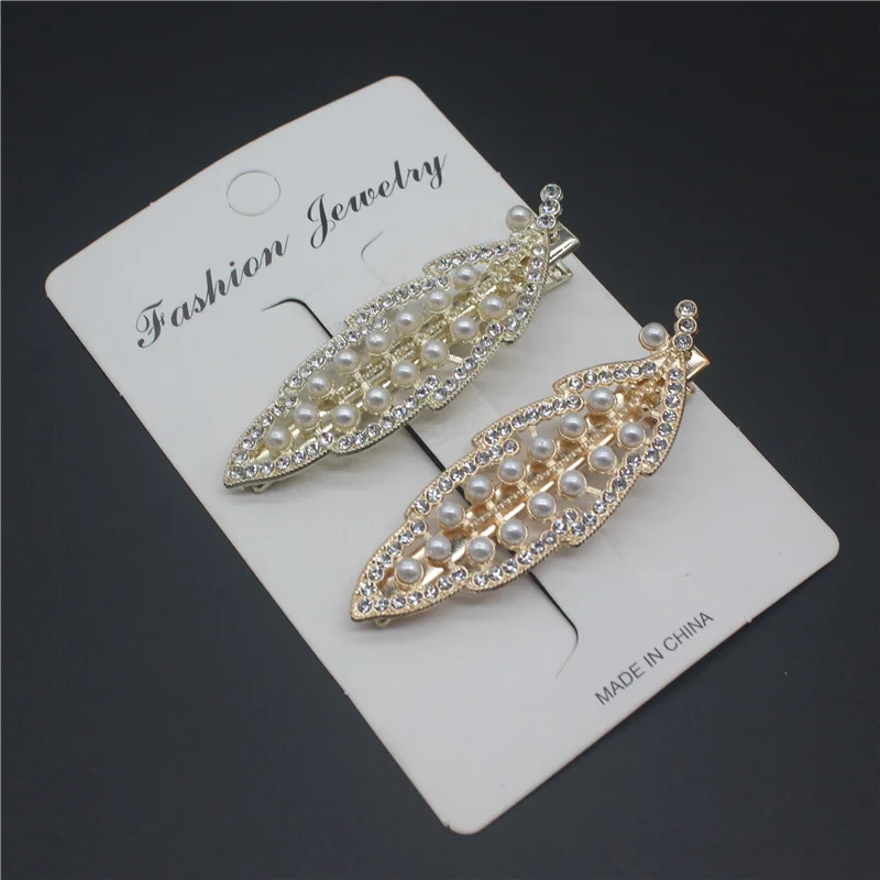 Заколка для волос из цинкового сплава с жемчугом и стразами 2 шт./лот |