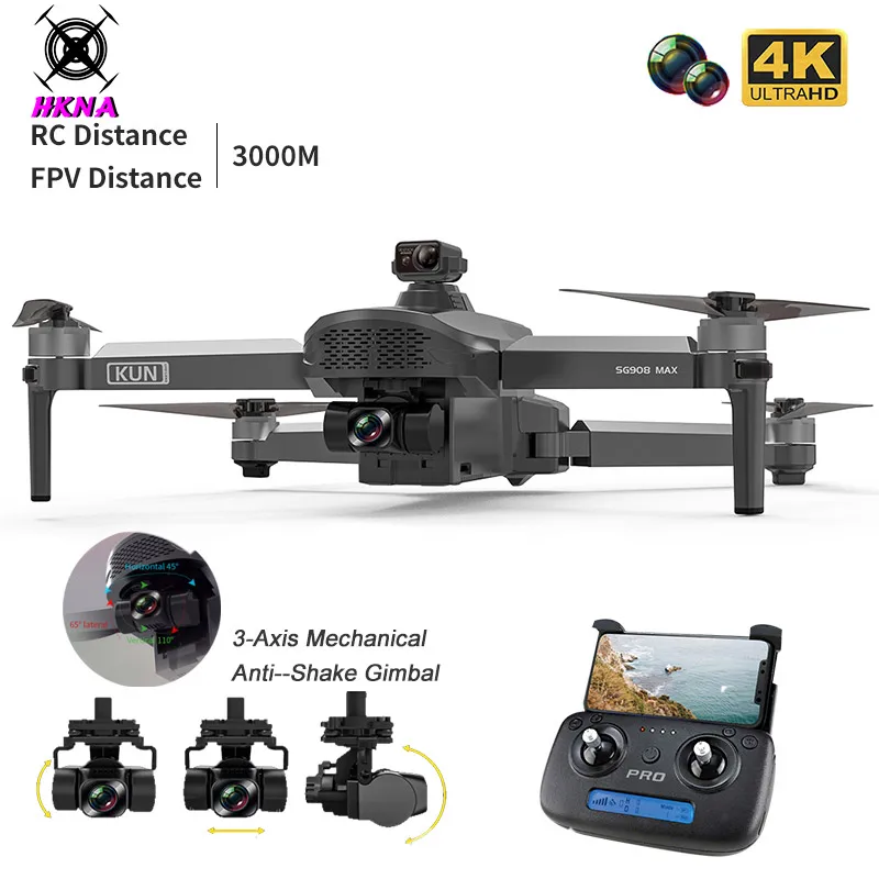 

SG908 Pro/Max GPS4K HD Professional Camera 3-axis EIS Anti-shake Gimbal 360° Obstacle Avoidance Brushless Motor Foldable Drone