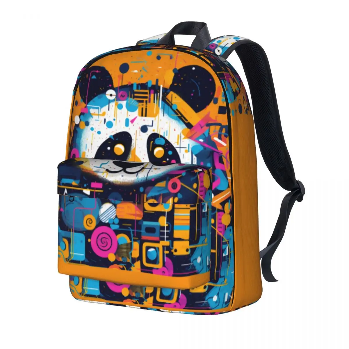 

Panda Backpack Colorful Graffiti Boy Girl Polyester Sport Backpacks Durable Cute School Bags Rucksack