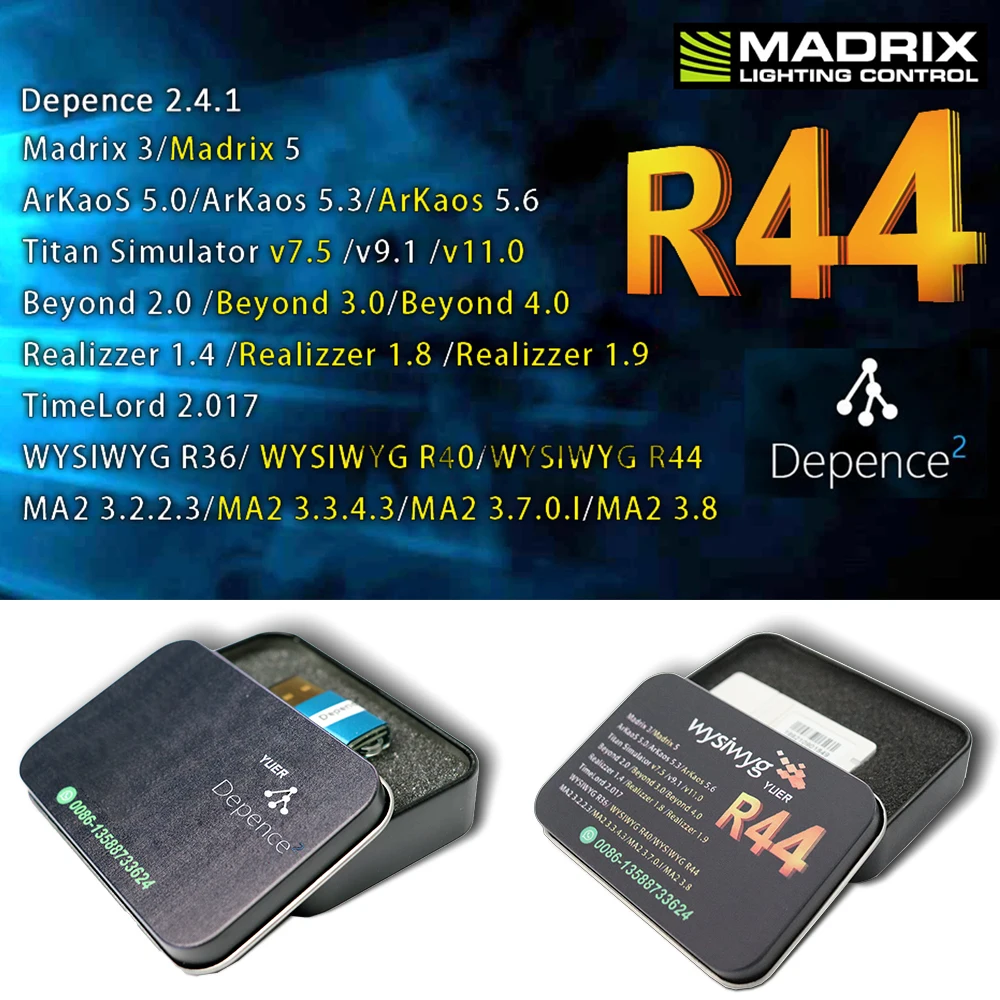 

Программное обеспечение Depence 2 Wysiwyg R44 Dongle, 9 в 1, управление визуализацией, сценическое шоу, управление визуализацией, синхронизация показа сц...