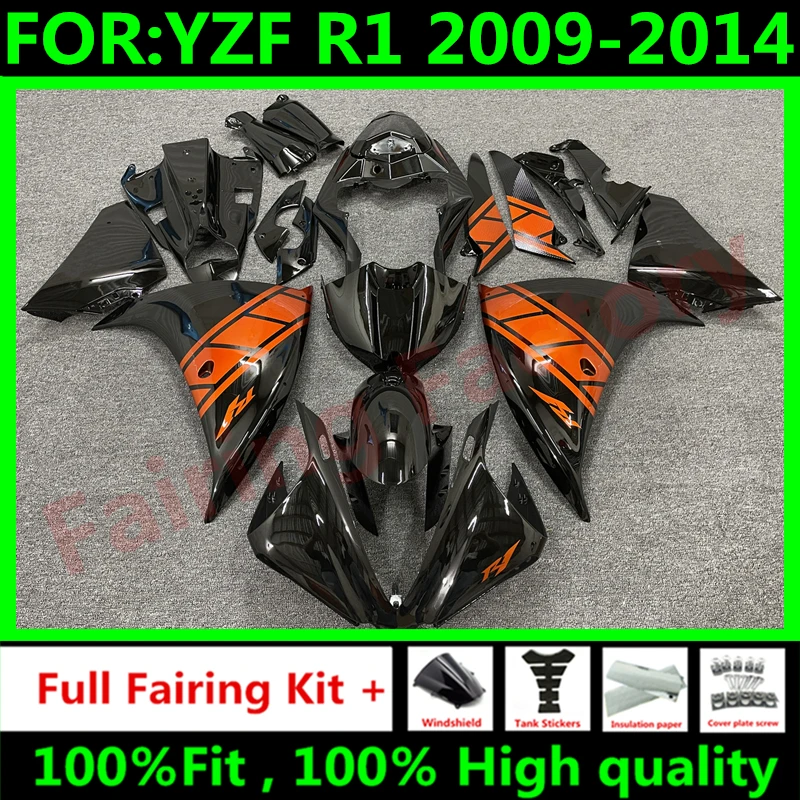 

NEW ABS Motorcycle full Fairing Kit fit For YZF R1 YFZ-R1 2009 2010 2011 2012 2013 2014 Bodywork Fairings kits set black orange