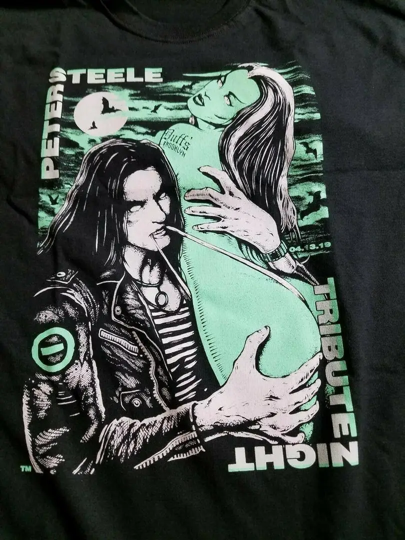 Черная рубашка с длинными рукавами в стиле унисекс принтом Питер стееле TRIBUTE 2019